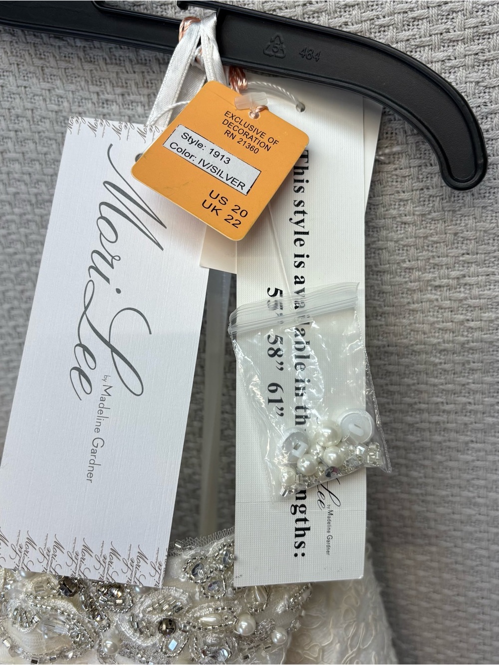 NWT Mori Lee Model 1913 A-Line Wedding Dress Sz 20- Ivory Silver Beading Lace - Picture 10 of 16